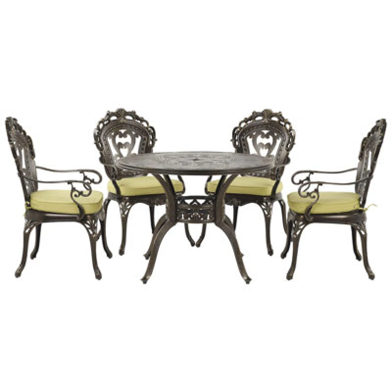Image of Beliani Garden Dining Set 4 Seater Sapri With Cushions Metal Dark Brown