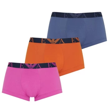 Image of Emporio Armani 3 Pack Mono Logo Trunks - Multi