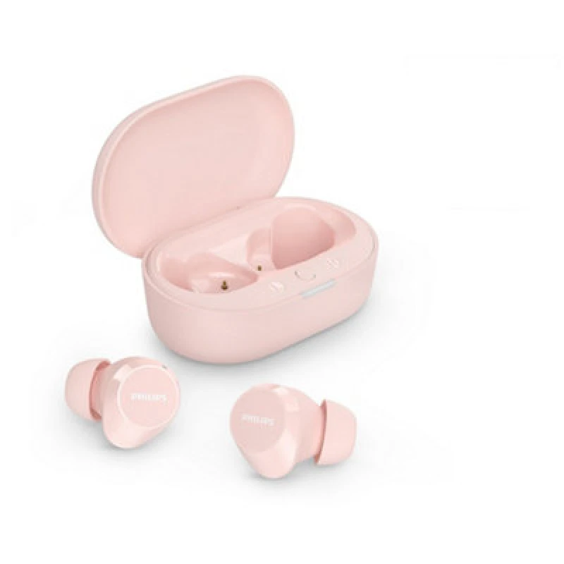 Image of Philips Tat1209 Pink True Wireless Earphones With Portable Charging Case Includes Free Gift