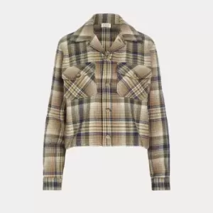 Image of Polo Ralph Lauren Womens Long Sleeve-Button Front Shirt - 1307 Brown Olive Multi Plaid - M