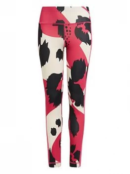 Image of adidas Girls Aero Ready Graphic Legging - White Pink, White/Pink, Size 9-10 Years