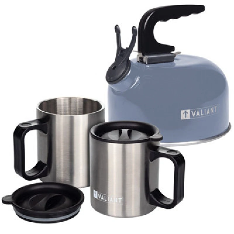 Image of Valiant Camping Kettle & Insulated Mug Set Blue Baby Blue unisex