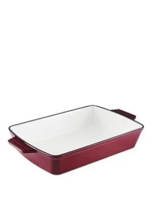 Image of Tower Barbary & Oak 39cm Cast Iron Roaster In Red