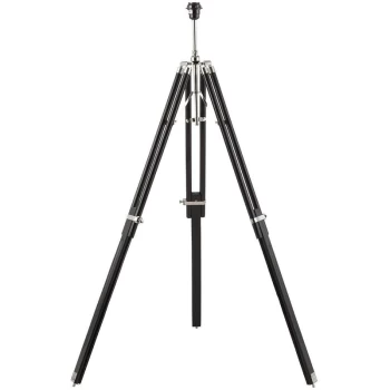 Image of Endon Tripod - Floor Lamp Bright Nickel Plate, Dark Wood, E27