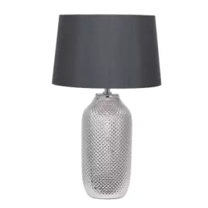 Image of Casswell Contemporary Diamond Textured Ceramic Table Lamp Silver/Black