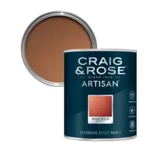 Image of Craig & Rose Artisan Rose Gold Effect Mid Sheen Topcoat Special Effect Paint, 750Ml