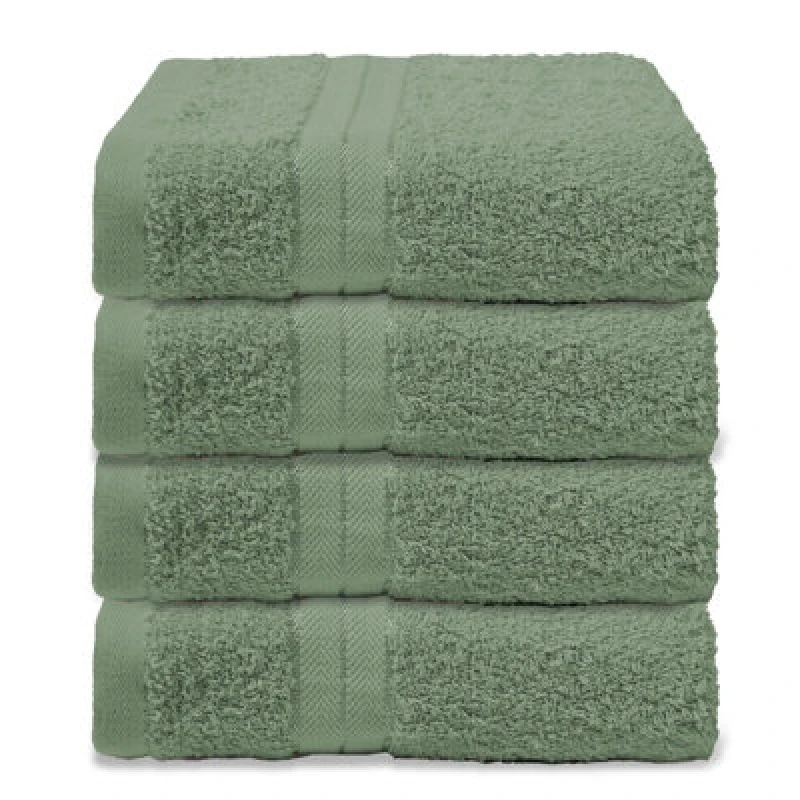 Image of OHS OHS 4 Pack of 100% Cotton Bathroom Hand Towel in Green Green Hand Towel Unisex 5027434229499