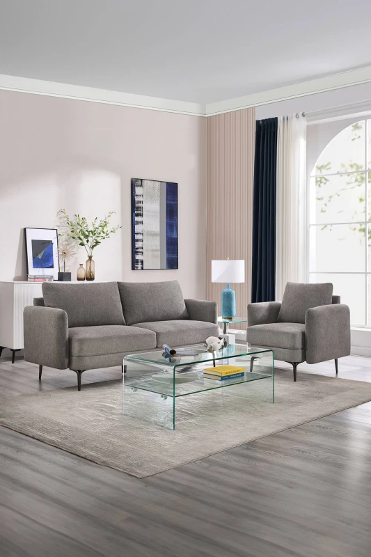 Image of More4Homes Sofia 1+3 Seater Fabric Sofa Set Mocha