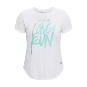 Image of Under Armour Long Run Graph Short Sleeve T Shirt Ladies - White