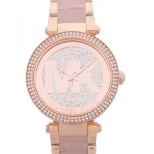 Image of Parker Crystal Paved MK Logo Dial Ladies Watch