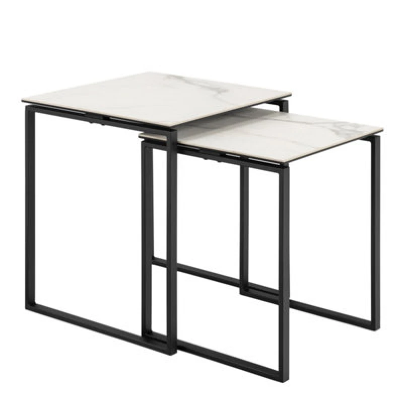 Image of Furniture To Go Katrine Square Coffee Table Set In Ceramic White