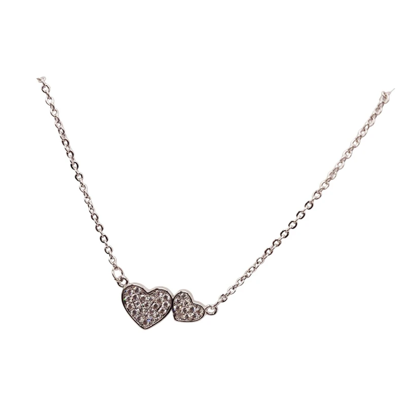 Image of Mason Knight Yager Twin Heart Design Cubic Edge Necklace White female One Size