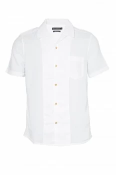 Image of Mens French Connection Overdye Textured Dobby Short Sleeve Shirt White