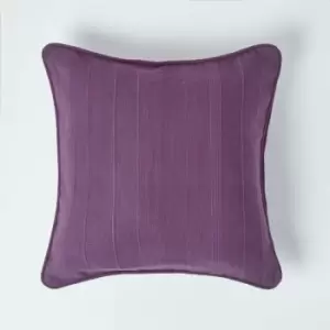 Image of Cotton Rajput Ribbed Purple Cushion Cover, 45 x 45cm - Purple - Homescapes