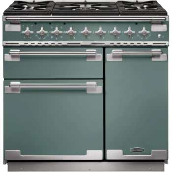 Image of Rangemaster ELS90DFFMG Elise 90cm Dual Fuel Range Cooker - Mineral Green And Brushed Nickel