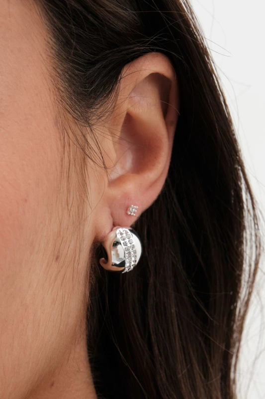 Image of Jon Richard Gold Plated Polished Crystal Dome Stud Earrings Jewellery Sets One Size Gold 70538010000