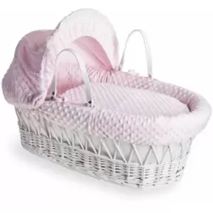 Image of Dimple White Wicker Moses Basket - Pink - Pink - Clair De Lune