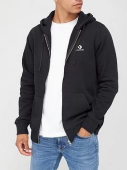 Image of Converse Embroidered Star Chevron Full Zip Hoodie - Black, Size S, Men
