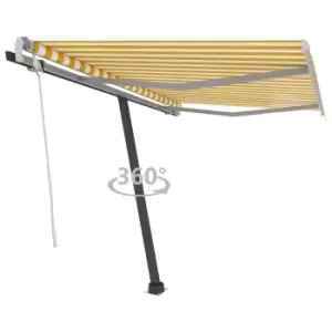Image of Vidaxl Freestanding Manual Retractable Awning 350X250 Cm Yellow/White