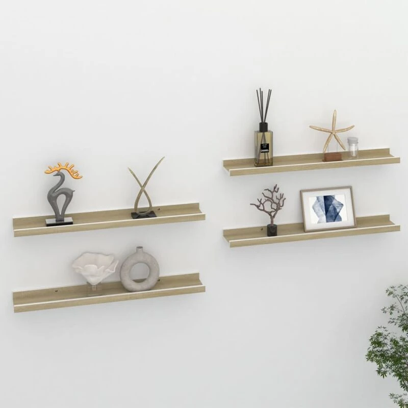 Image of VIDAXL Vidaxl - Wall Shelves 4 pcs White and Sonoma Oak 60x9x3cm 8720286417966