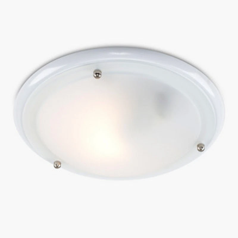 Image of ValueLights ValueLights Opal Glass IP44 Rated Bathroom Flush Ceiling Light with Cool LED Bulb in White White One Size Unisex 5016529095132