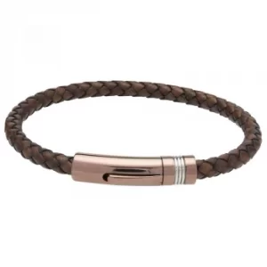 Image of Unique Brown Stainless Steel Leather Bracelet B433ADB/21CM
