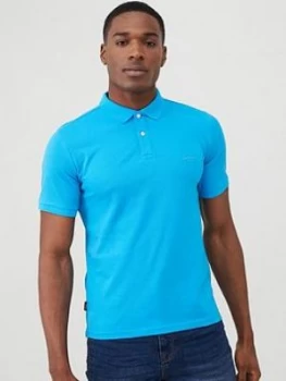 Image of Superdry Classic Micro Lite Pique Polo Shirt - Electric Blue, Electric Blue, Size S, Men