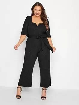 Image of Yours Party Notch Neck Jumpsuit - Black, Size 14, Women