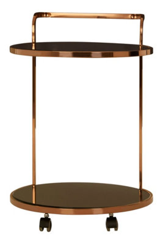 Image of Premier Housewares Versatile 2 Tier Rose Gold Finish Drinks Trolley, Elegant Drinks Trolley For Parties, Durable Drinks Trolley Black