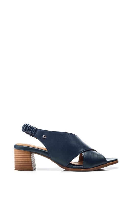 Image of Moda In Pelle Womens 'Prinia' Leather Heeled Sandals in Navy Size: 7 Navy Female 7