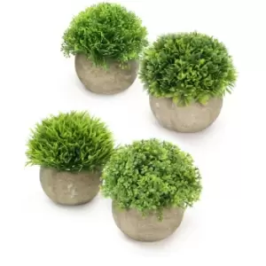 Image of Artificial Plant Pots in Grey with Fake Greenery - Set of 4 M&W - Multi