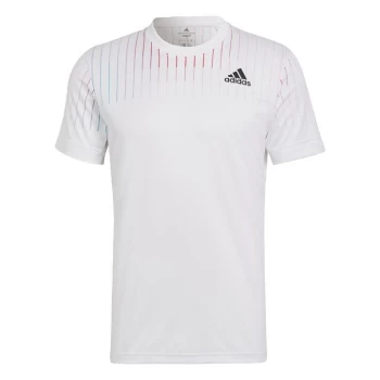 Image of adidas Melbourne Tennis Freelift Printed T-Shirt Mens - White / Black / Legacy Burgund