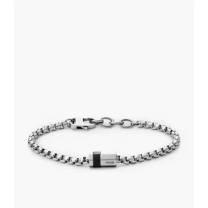 Image of Fossil Mens Classics Stainless Steel Station Bracelet - Silver