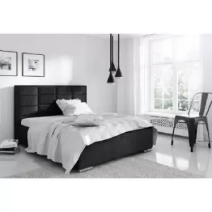 Image of Bulia Upholstered Beds - Plush Velvet, Double Size Frame, Black - Black