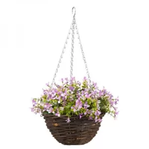 Image of Smart Garden Hanging Basket with Faux Lilac Lobelia - 25cm