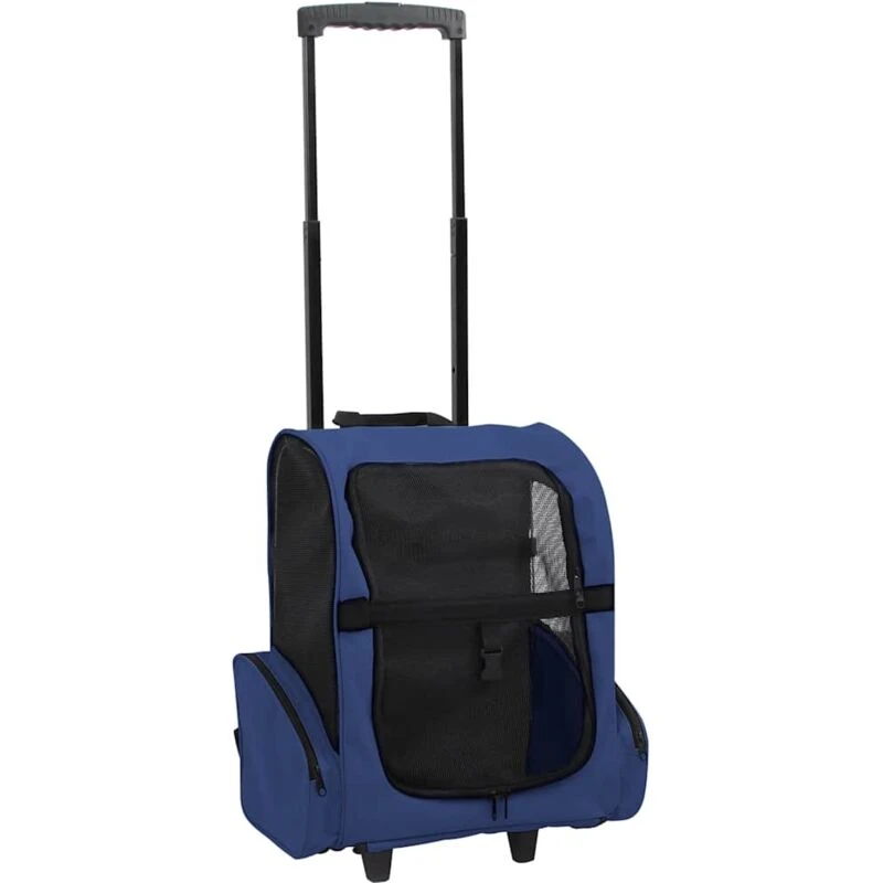 Image of vidaXL Foldable Multipurpose Pet Trolley Blue Doggy Travel Trailer Stroller