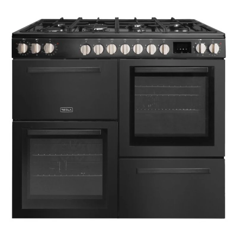 Image of Tesla T100MCDFRCB 100cm Dual Fuel Range Cooker - BLACK T100MCDFRCB