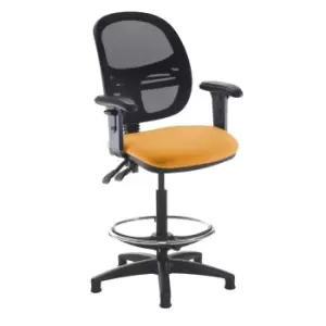 Image of Dams MTO Jota Mesh Back Draughtsmans Chair with Adjustable Arms - Costa Blue