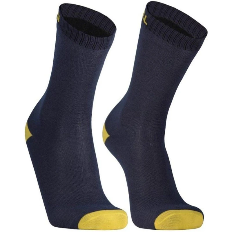 Image of DexShell Ultra Thin Crew Socks Navy Lime Yello unisex XL