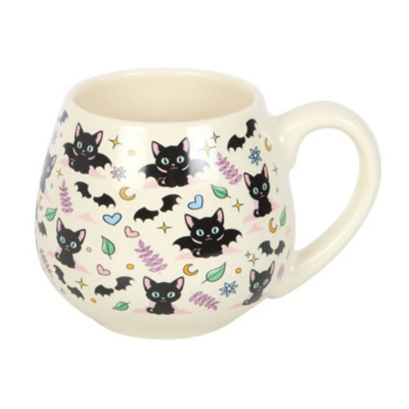 Image of Something Different Something Different Cute and Creepy Cat Rounded Mug in White White One Size Unisex 5063750960234