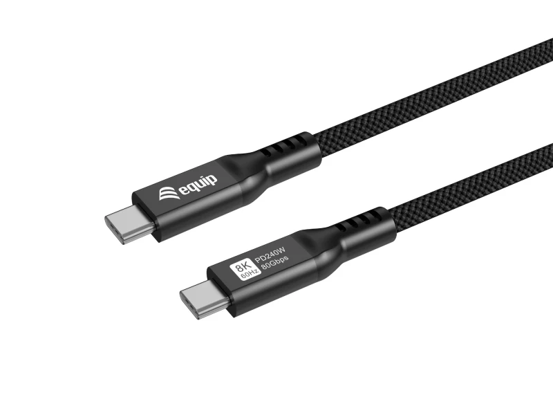Image of Equip USB 4 C to C Cable. 1.2m. PD240W. 8K/60Hz. 80Gbps. Black
