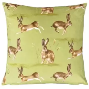 Image of Evans Lichfield Country Hare Cushion Cover (One Size) (Sage) - Sage