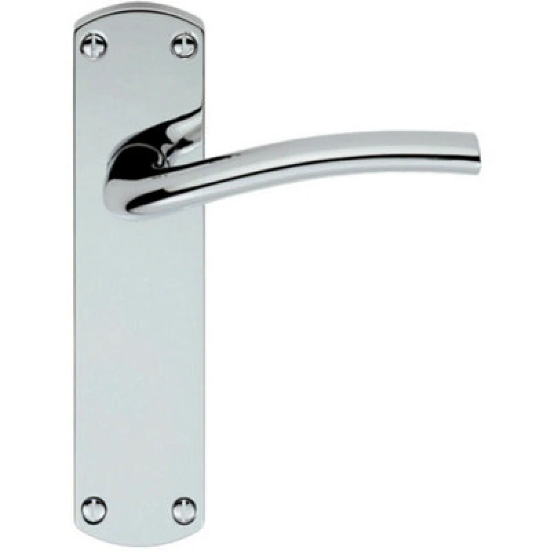 Image of Loops Rounded Curved Bar Handle on Latch Backplate 170 x 42mm Polished Chrome Multi