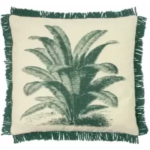 Image of Paoletti Ecuador Cushion Cover (One Size) (Natural/Emerald Green) - Natural/Emerald Green