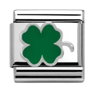 Image of Nomination CLASSIC Silvershine Symbols Green Clover Charm 330202/12