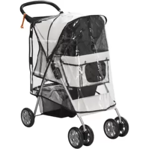 Image of PawHut Dog Stroller W/ Rain Cover, Foldable Pet Pram for S, XS Dogs, Grey - Grey
