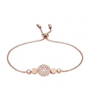 Image of Fossil Ladies Rose Gold Tone Mother-Of-Pearl Disc Bracelet