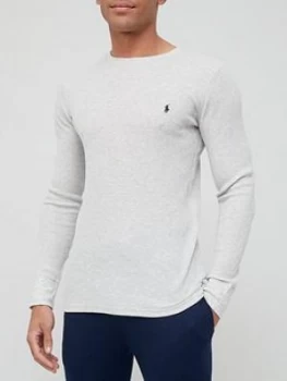 Image of Polo Ralph Lauren Waffle Long Sleeve Lounge Top - English Heather, English Heather Size M Men
