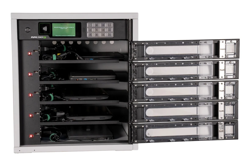 Image of lockncharge LocknCharge FUYL Tower 5 Portable device management cabinet Black, Grey LNC10468