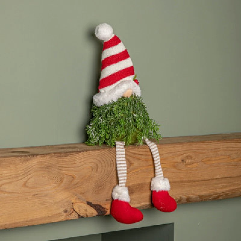 Image of 48cm Red and White Christmas Tree Sitting Gonk with Dangly Legs and Striped Hat